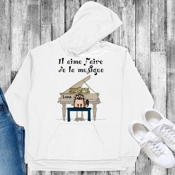 Il aime faire de la musique.. - T-shirt personnalisé
