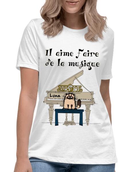 Il aime faire de la musique.. - T-shirt personnalisé