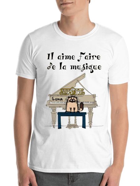 Il aime faire de la musique.. - T-shirt personnalisé