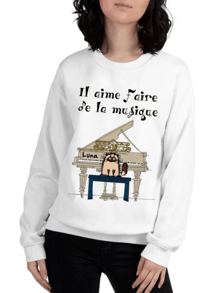 Il aime faire de la musique.. - T-shirt personnalisé