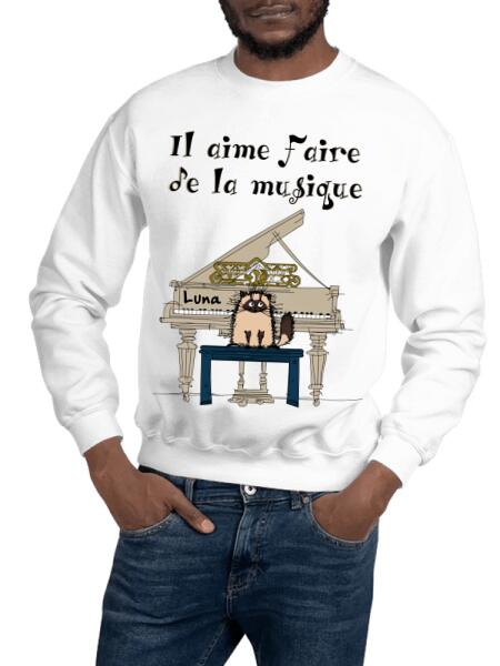 Il aime faire de la musique.. - T-shirt personnalisé