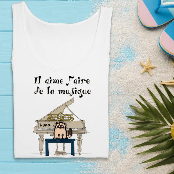 Il aime faire de la musique.. - T-shirt personnalisé