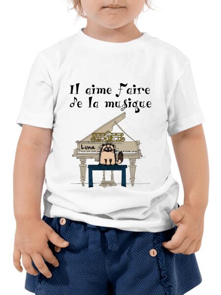 Il aime faire de la musique.. - T-shirt personnalisé
