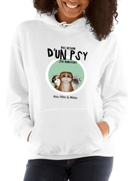 Pas besoin d'un psy j'ai mon chat - T-shirt personnalisé