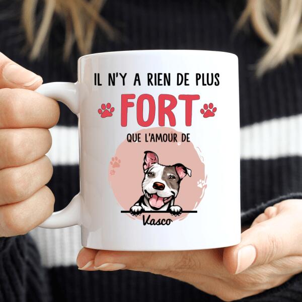 "Il n'y a rien de plus fort que l'amour de" chat ou chien - Tasse personnalisée