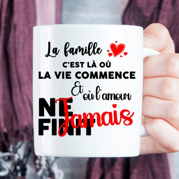 La famille c'est là où la vie commence - Tasse personnalisée