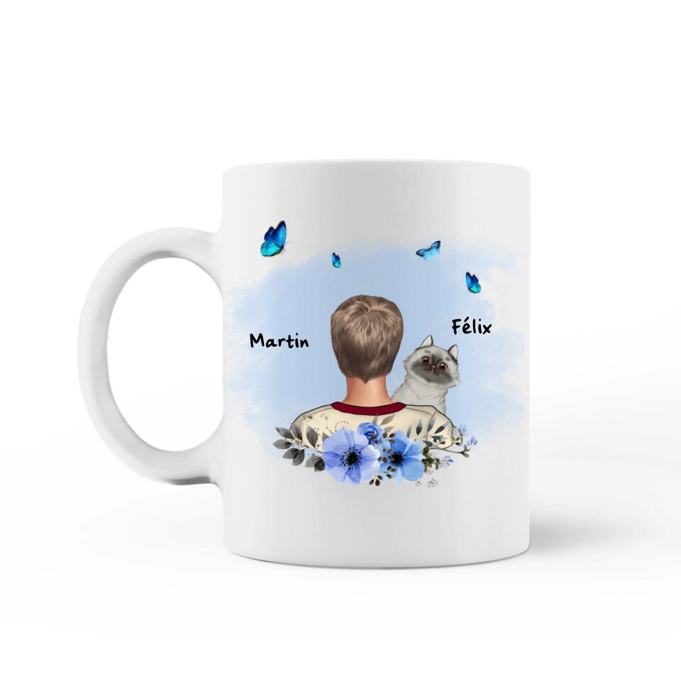 Amour à Mon Chat Câlin - version homme - Mug personnalisé - Jusqu'à 2 chats