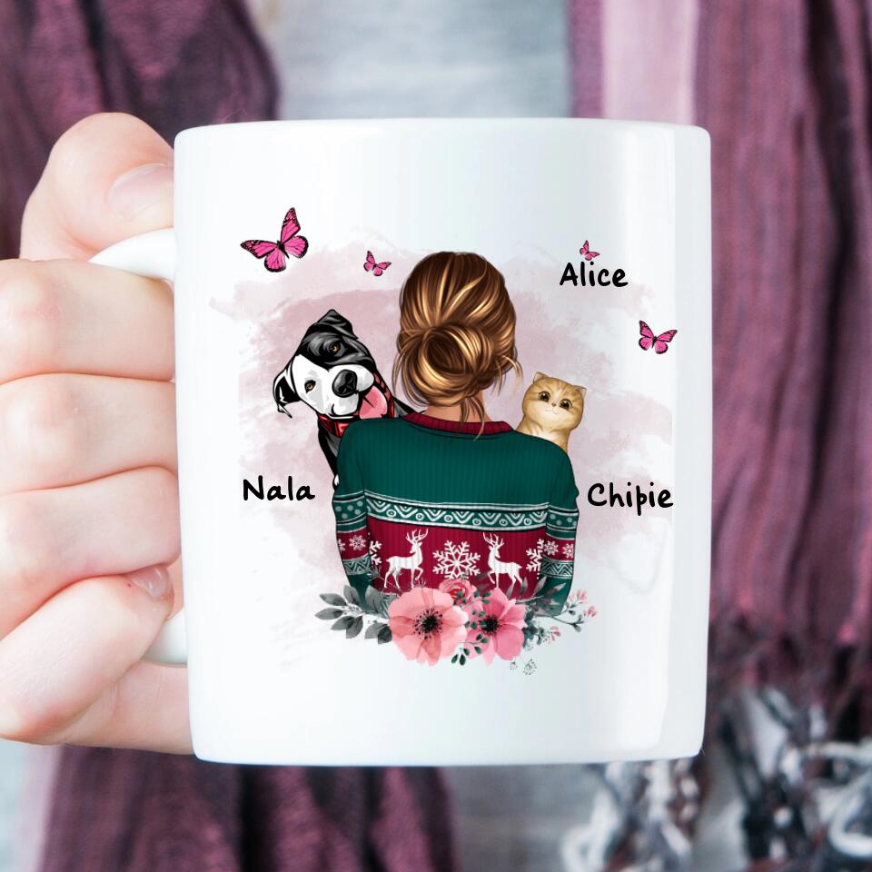 Amour à mon chien et chat câlins - Mug personnalisé
