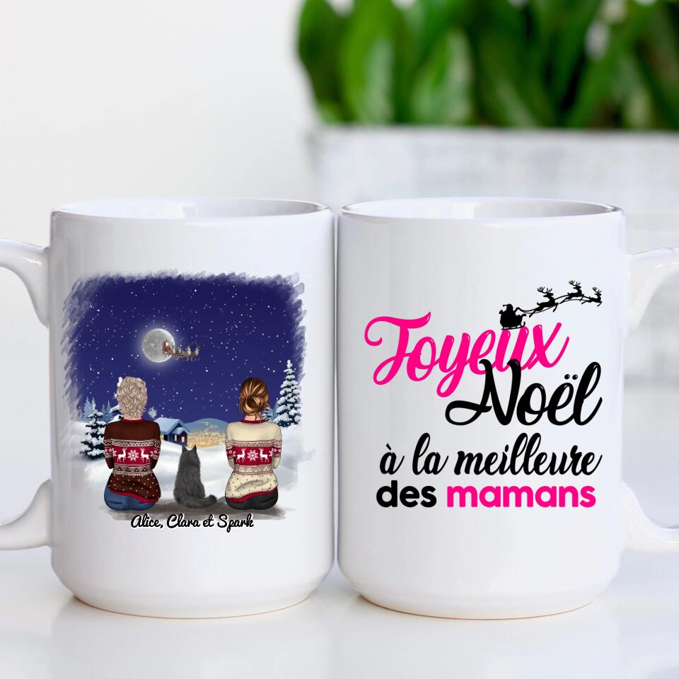 2 Femmes avec chat ou chien - Le plus beau cadeau, c'est une famille heureuse