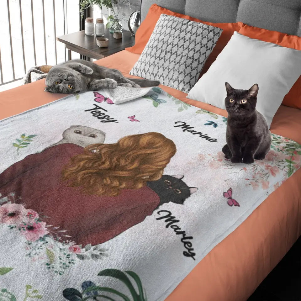 Couverture Polaire - Amour à mon chien et chat câlins- Jusqu'à 4 Animaux