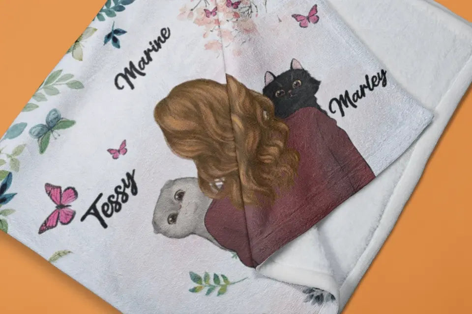 Couverture Polaire - Amour à mon chien et chat câlins- Jusqu'à 4 Animaux