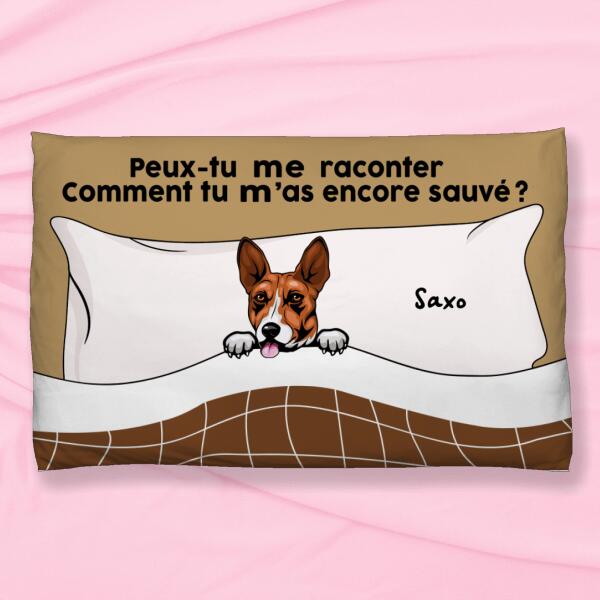 Peux-tu nous raconter comment tu nous as encore sauvés ? - Coussin Rectangulaire personnalisée