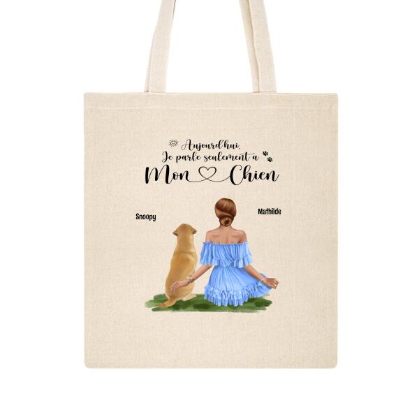 Aujourd'hui Je parle Seulement à -Tote Bag - Animals, Textes, Cheveux, Peau, Tenue et Prénom Personnalisables