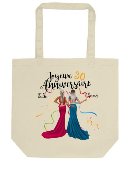 Joyeux Anniversaire - Tote Bag - Peaux, Cheveux, Robes et Prénoms Personnalisables