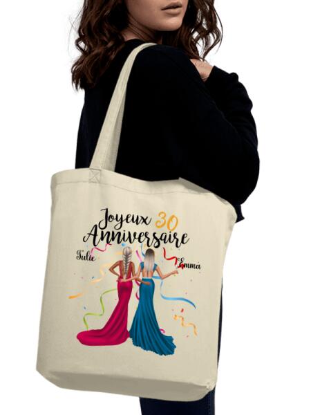 Joyeux Anniversaire - Tote Bag - Peaux, Cheveux, Robes et Prénoms Personnalisables