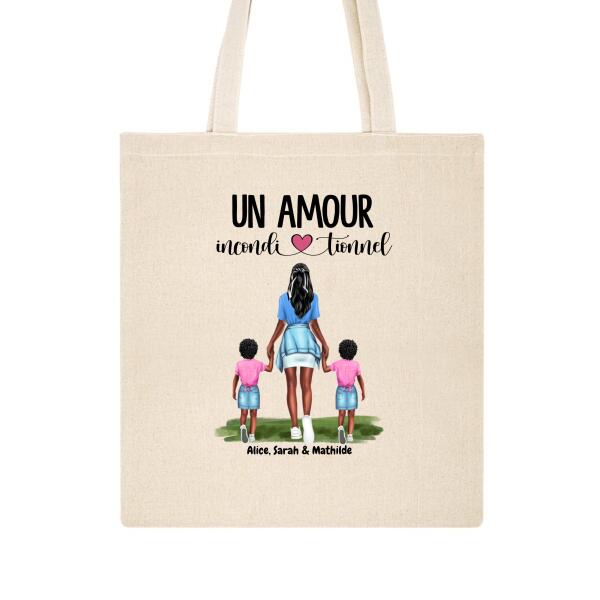 Un Amour Inconditionnel - Tote Bag - Peaux, Cheveux, Tenue et Prénoms Personnalisables