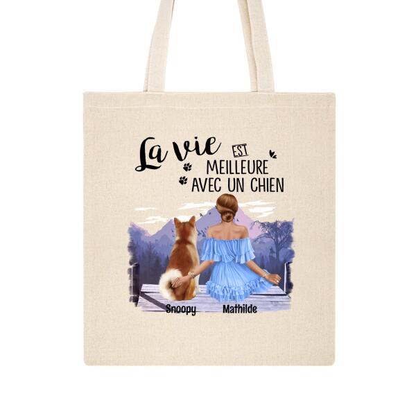 La Vie est Meilleure - Tote Bag - Animal, Texte, Peau, Cheveux et Prénoms Personnalisables