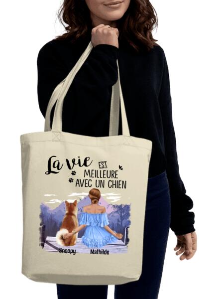La Vie est Meilleure - Tote Bag - Animal, Texte, Peau, Cheveux et Prénoms Personnalisables