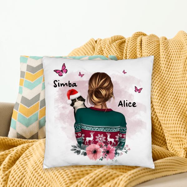 Amour à mon chat câlin - Coussin décoratif personnalisé