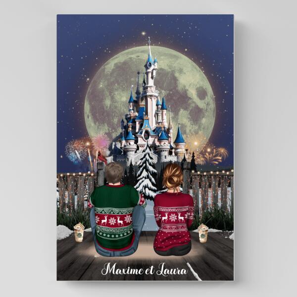 Tableau de Noël pour Couple - Une soirée sous la lune - Personnalisée