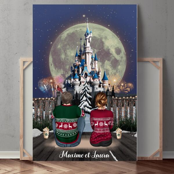 Tableau de Noël pour Couple - Une soirée sous la lune - Personnalisée