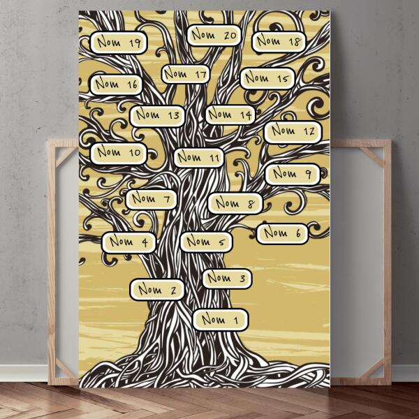 Arbre de famille - Toile personnalisée - jusqu'à 20 noms