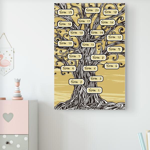 Arbre de famille - Toile personnalisée - jusqu'à 20 noms