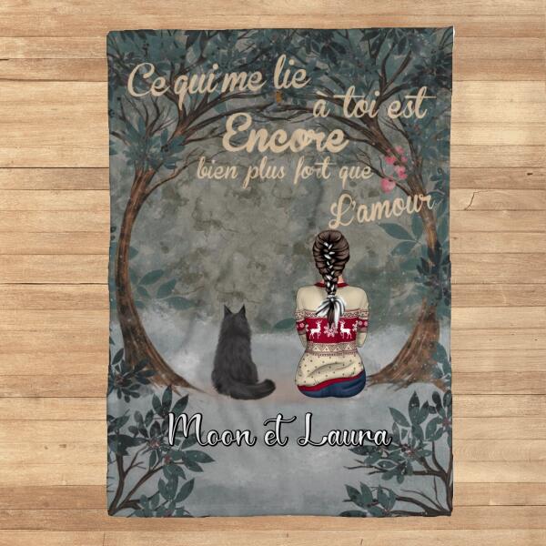 Couverture Polaire - Ce qui me lie à toi est encore bien plus fort que l'amour - Chiens et Chats personnalisés