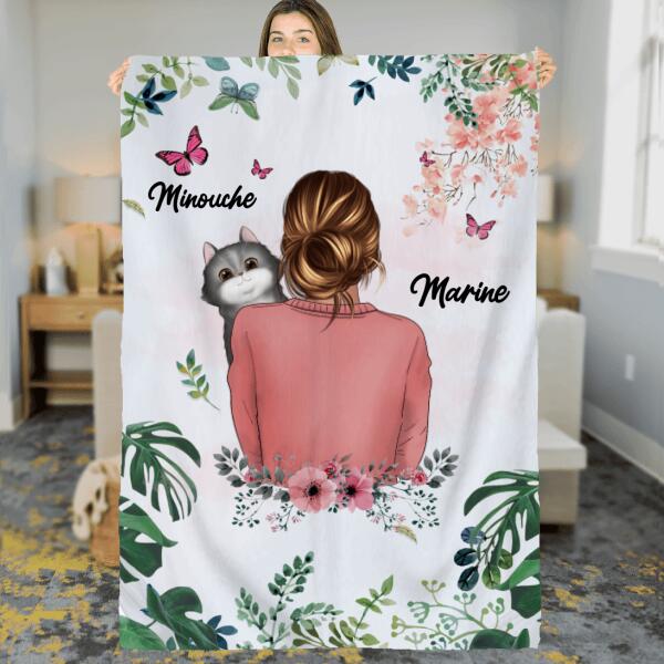 Couverture Polaire - Amour à Mon Chat Câlin - Chats et Noms personnalisables - Jusqu'à 4 chats