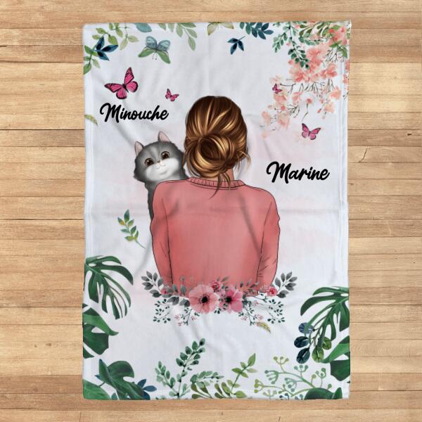 Couverture Polaire - Amour à Mon Chat Câlin - Chats et Noms personnalisables - Jusqu'à 4 chats