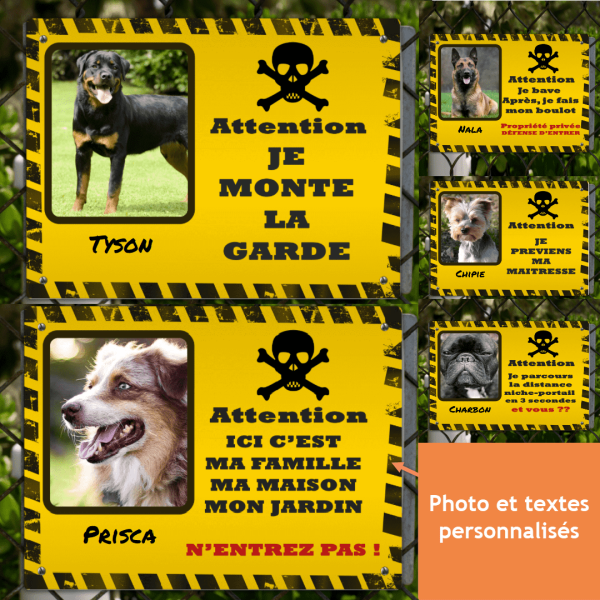 Plaque "attention au chien" Couleur : Blanc - Plaque de garde et  autocollants - Natur'animo - Notre passion, vos animaux !