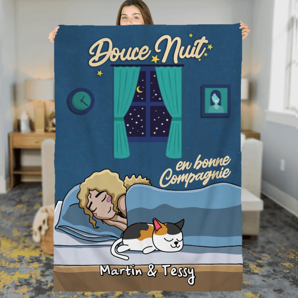 Couverture Polaire - Douce nuit en bonne compagnie - Chiens et Chats personnalisés