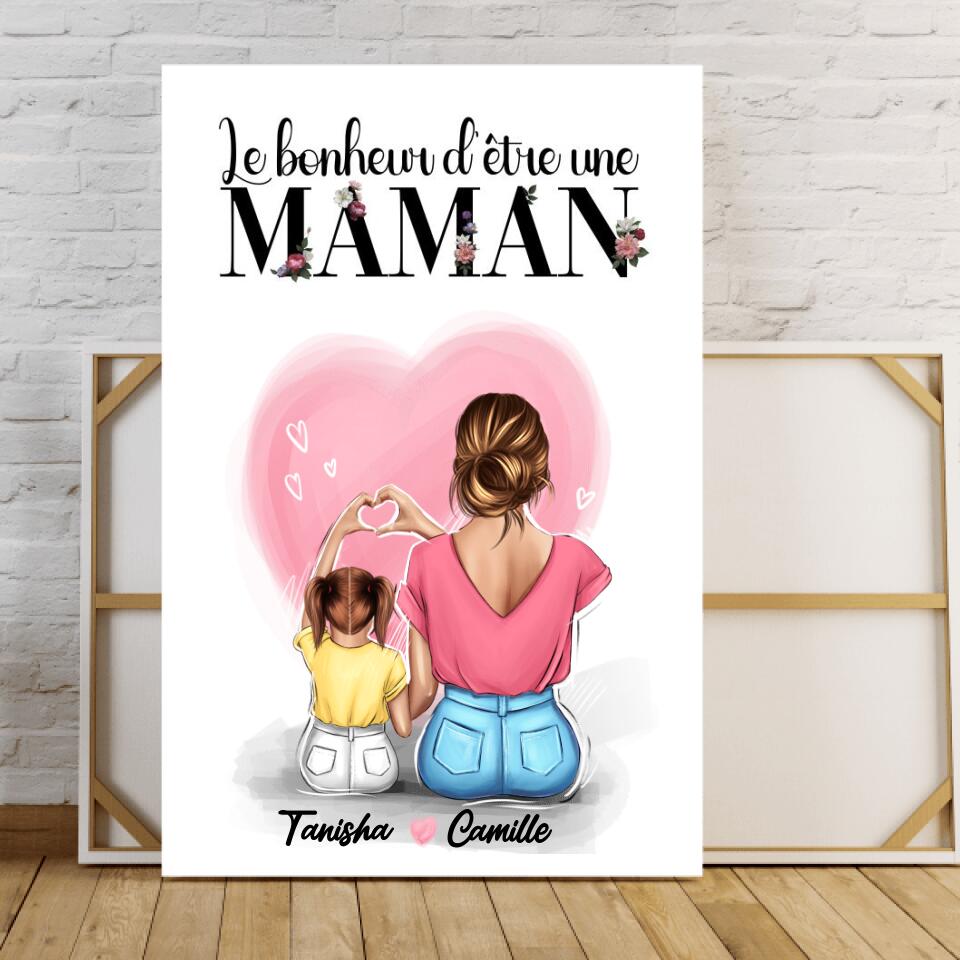Le bonheur d'être une MAMAN - Toile personnalisée