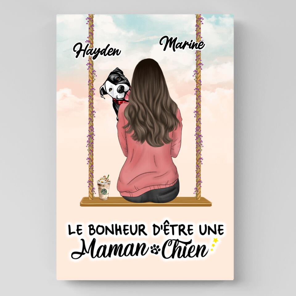 Le Bonheur d'être une Maman-Chien - Toile Personnalisée