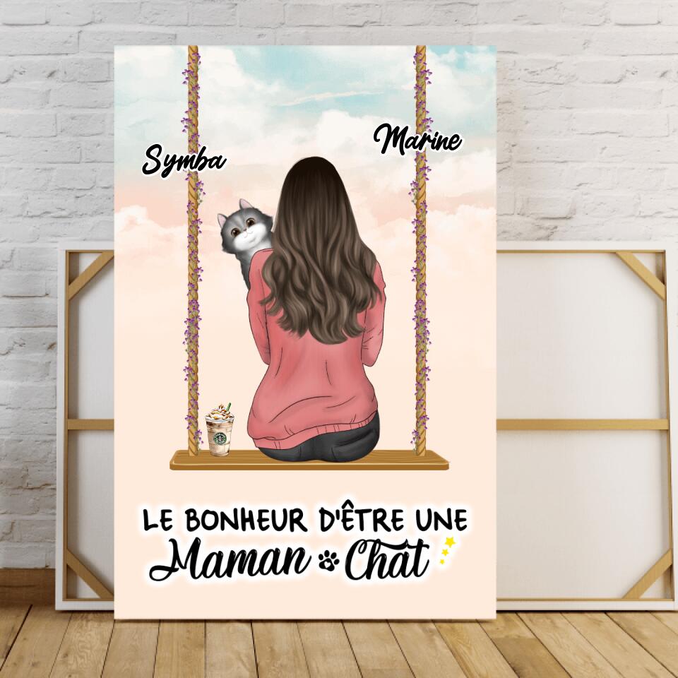 Toile - Le Bonheur d'être une Maman-Chat - Toile Personnalisée