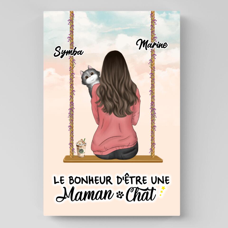 Toile - Le Bonheur d'être une Maman-Chat - Toile Personnalisée