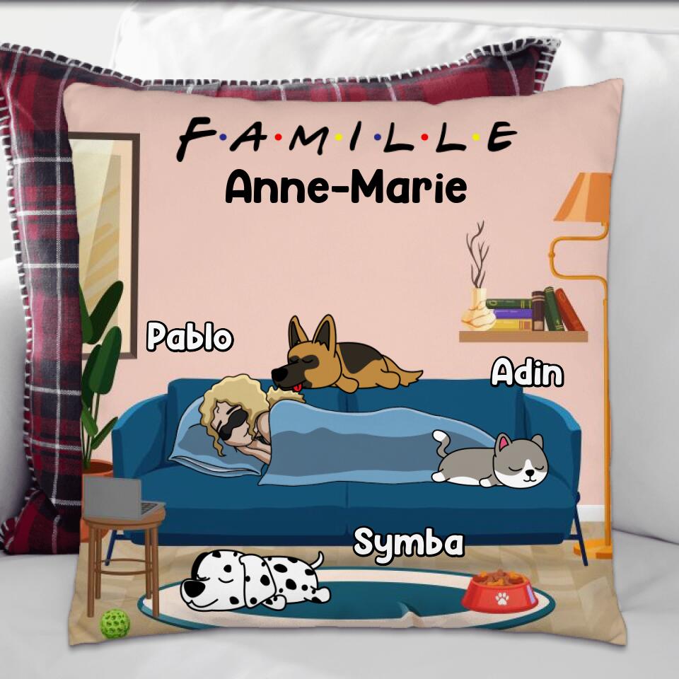 Famille de… - Coussin Personnalisé- Jusqu'à 3 animaux