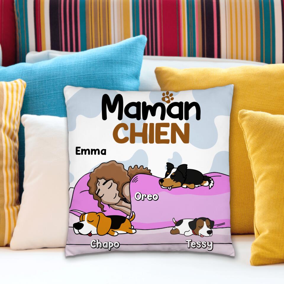 Maman Chien.. - Coussin Personnalisable - Jusqu'à 3 Chiens