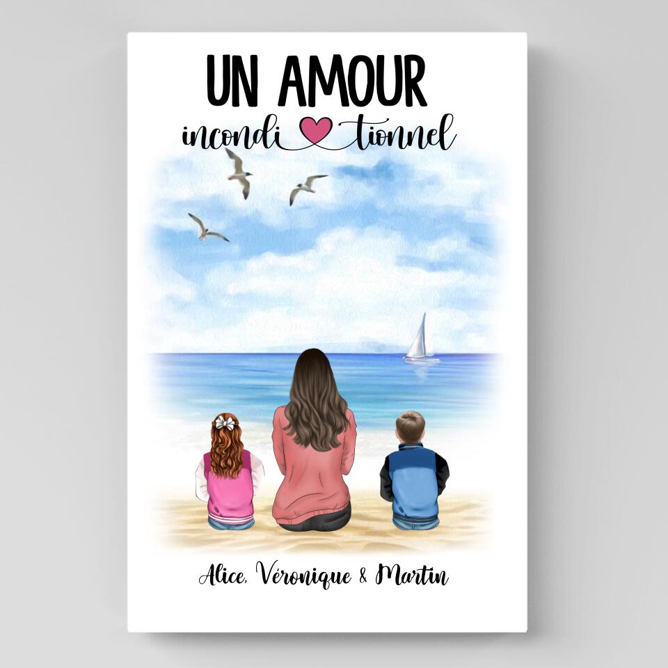 Amour inconditionnel - Toile personnalisée - Jusqu'à 2 enfants