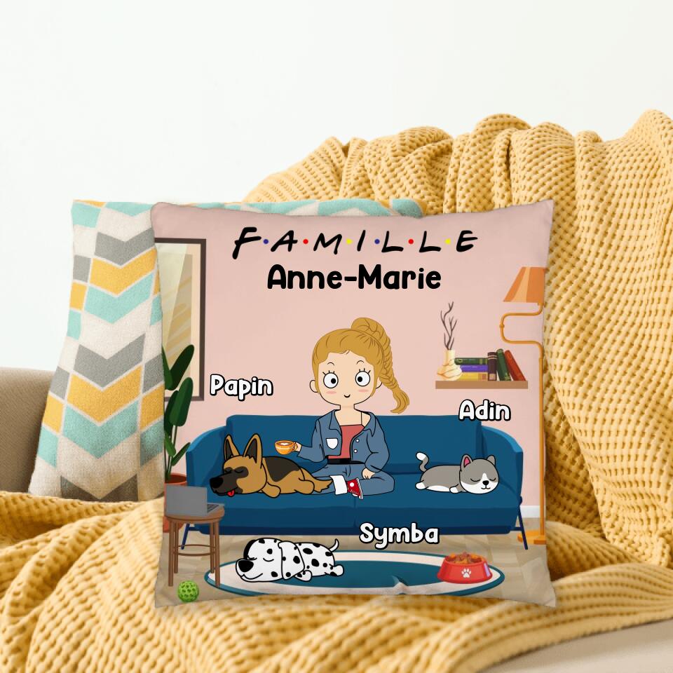 Famille de ... - Coussin Personnalisable - Jusqu'à 3 Animaux