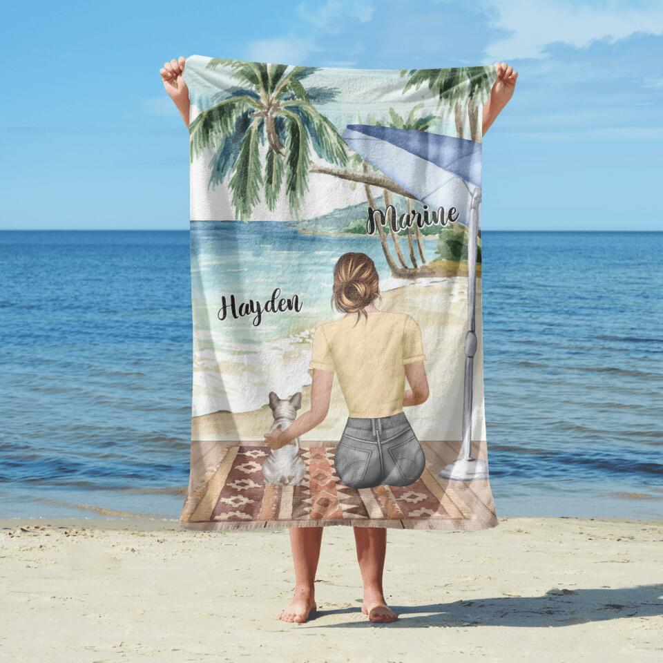 Serviette de plage Personnalisable - Meilleurs Amis - Jusqu'à 2 Animaux Personnalisables