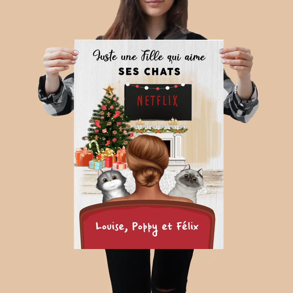 Poster de Noël avec mon chat - Noms Personnalisés