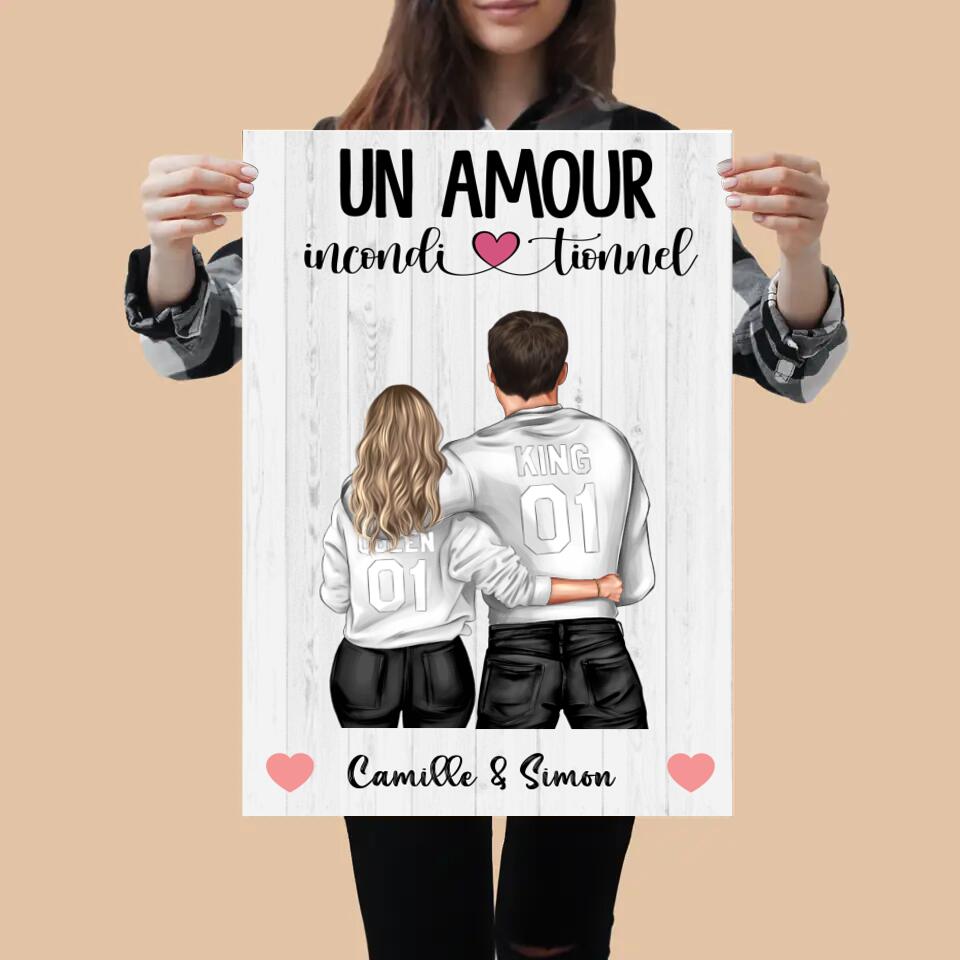 Poster - Je t'aime mon amour - Prénoms, textes et caractères personnalisés