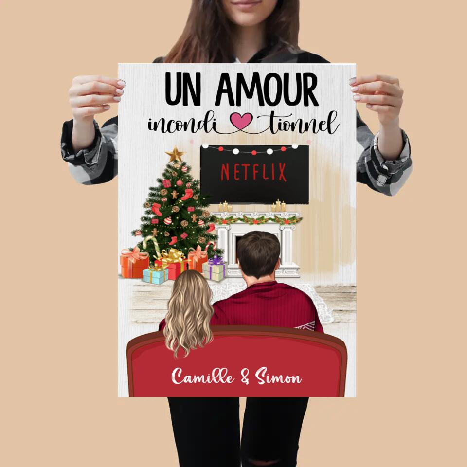 Poster de Noël pour les couples - Prénoms personnalisés