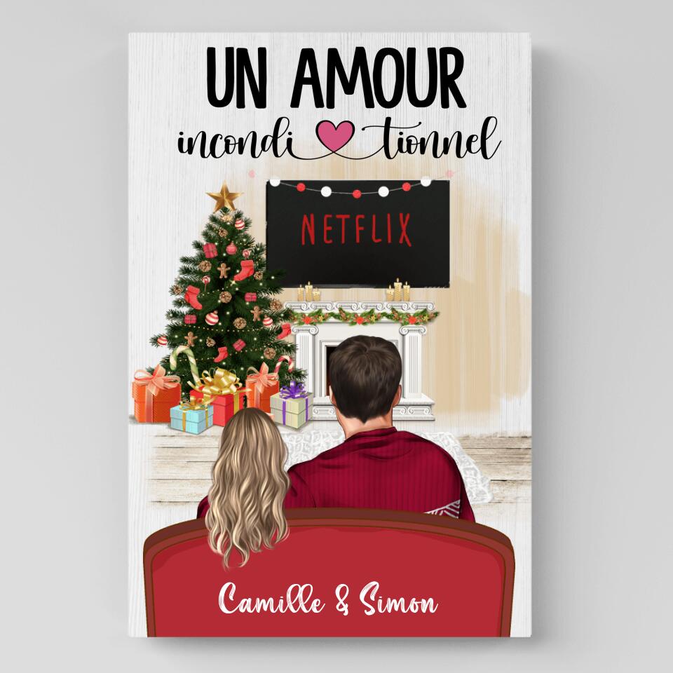 Toile de Noël pour les couples - Prénoms personnalisés