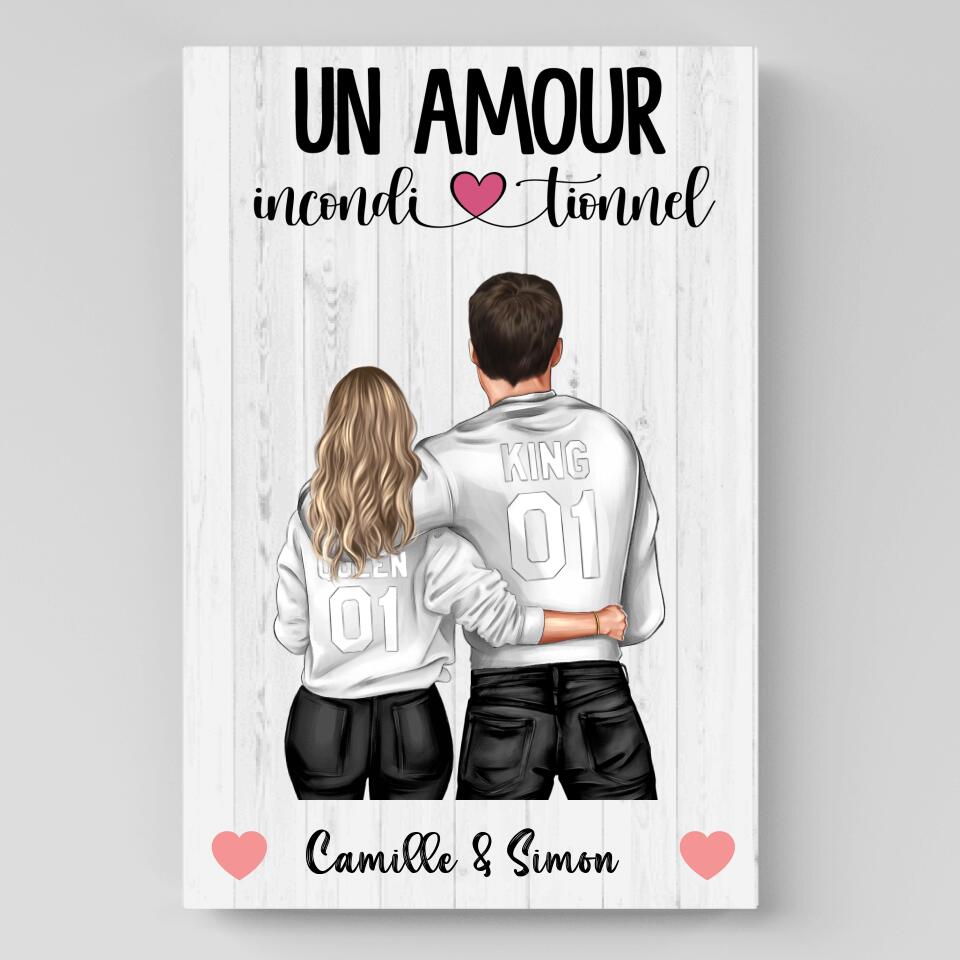 Toile - Je t'aime mon amour - Prénoms, textes et caractères personnalisés