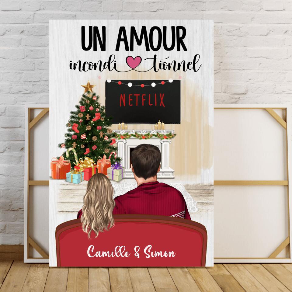 Toile de Noël pour les couples - Prénoms personnalisés