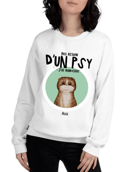 Pas besoin d'un psy j'ai mon chat - T-shirt personnalisé