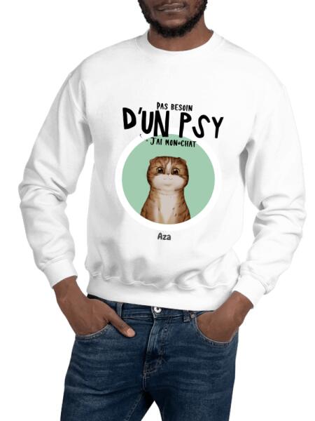 Pas besoin d'un psy j'ai mon chat - T-shirt personnalisé