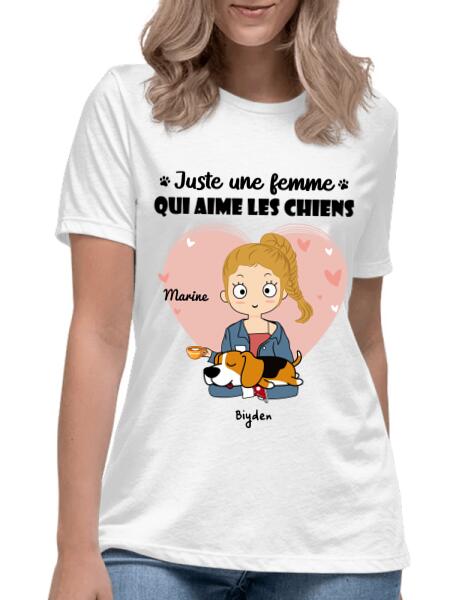 Juste une fille qui aime les chiens - T-shirt personnalisé